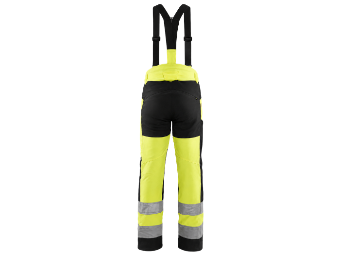 High-Visibility Brace Work Trousers – Low MOQ B2B Outdoor Workwear in Yellow & Black front design preview