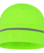 Fluorescent Green Workwear Beanie – Wholesale Reflective Cuff Insulated Winter Hat