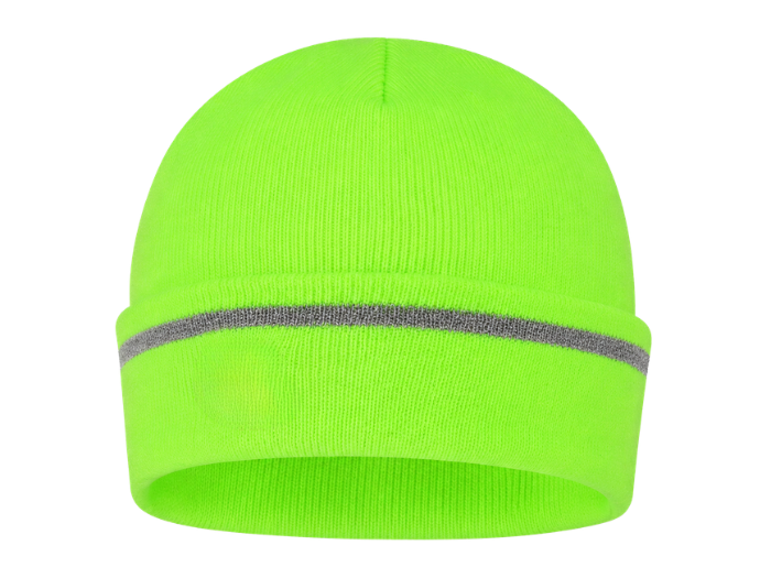 Fluorescent Green Workwear Beanie – Wholesale Reflective Cuff Insulated Winter Hat