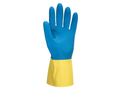 Double Dipped Latex Gauntlet Yellow/Blue  B2B Low MOQ Custom Industrial Work Gloves Manufacturer