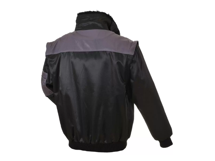 Bomber Pilot Jacket Black/Grey B2B Low MOQ Workwear Jacket Manufacturer front design preview