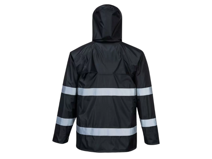 Custom Classic Rain Jacket Black B2B Reflective Workwear