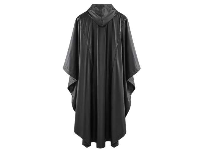 B2B Hooded Rain Poncho Workwear Black Low MOQ