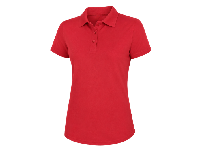 Custom Red Women’s Salon Polo Shirt Low MOQ Workwear front design preview