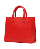 Structured Leather Tote Bag with Shoulder Strap Red B2B