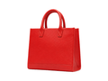 Structured Leather Tote Bag with Shoulder Strap Red B2B