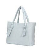 B2B Knotted Handle Leather Tote Bag Ice Blue Custom Leather Bag