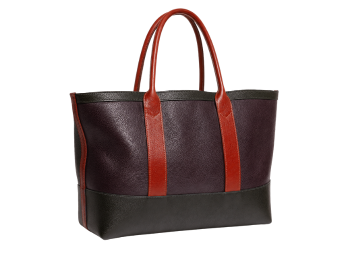 B2B Leather Tote Bag Burgundy/Black Custom Leather Bag Low MOQ