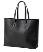Classic Black Leather Tote Bag B2B Low MOQ Custom Leather Bag
