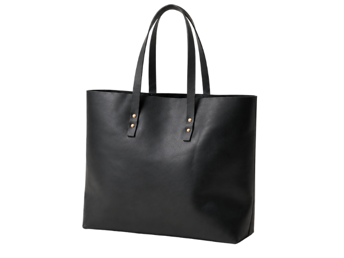Classic Black Leather Tote Bag B2B Low MOQ Custom Leather Bag