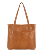 B2B Leather Pocket Shoulder Tote Bag Brown Low MOQ