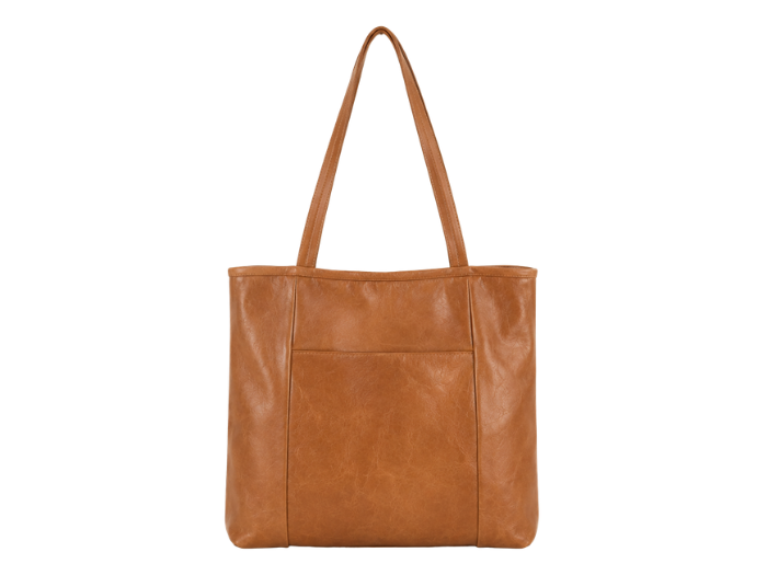 B2B Leather Pocket Shoulder Tote Bag Brown Low MOQ