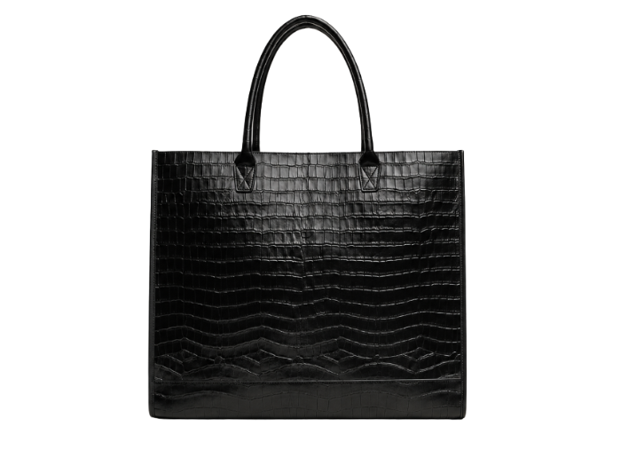 B2B Black Crocodile Leather Tote Bag Low MOQ Custom Tote Bag front design preview