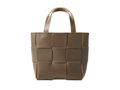Woven Leather Mini Tote Bag B2B Shoulder Strap Brown Low MOQ