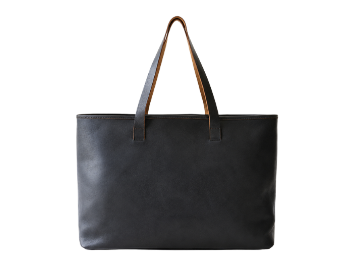 B2B Large Leather Tote Bag Black Custom Leather Tote Bag Low MOQ front design preview