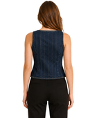 Women’s Button-Front Denim Vest B2B Dark Blue
