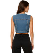 Denim Vest Women’s Cropped Button-Front B2B Blue