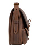 Rounded-Flap Hunting Leather Shoulder Bag – Dark Brown | B2B Low MOQ