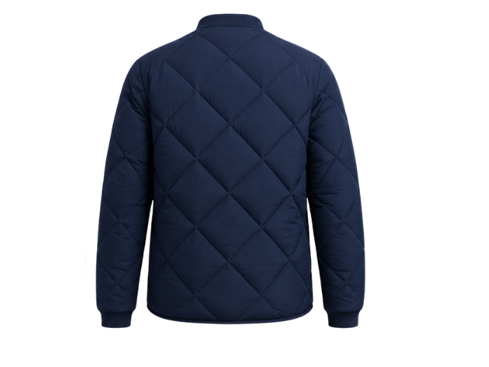 Quilted Snap-Button Duck Down Puffer Jacket – Navy Blue | B2B Low MOQ