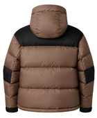 Contrast-Panel Hooded Duck Down Puffer Jacket – Taupe Brown and Black | B2B Low MOQ