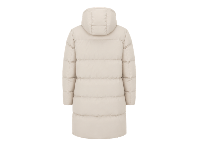 Long Hooded Duck Down Puffer Coat – Ivory | B2B Low MOQ