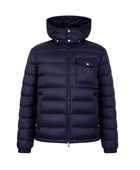 Chest-Pocket Hooded Duck Down Puffer Jacket – Navy Blue | B2B Low MOQ