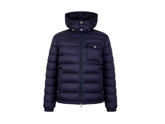 Chest-Pocket Hooded Duck Down Puffer Jacket – Navy Blue | B2B Low MOQ