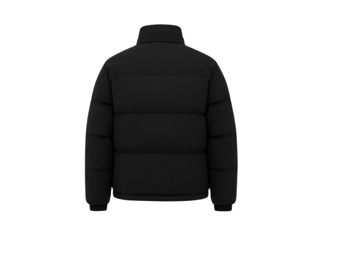 Wide-Baffle Stand-Collar Duck Down Puffer Jacket – Black | B2B Low MOQ