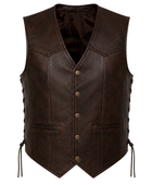 B2B Men’s Dark Brown Leather Hunting Vest Low MOQ Hunting