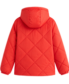 Diamond-Quilted Hooded Duck Down Puffer Jacket – Coral Red | B2B Low MOQ