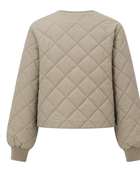 Women’s Diamond-Quilted Round-Neck Duck Down Jacket – Beige | B2B Low MOQ