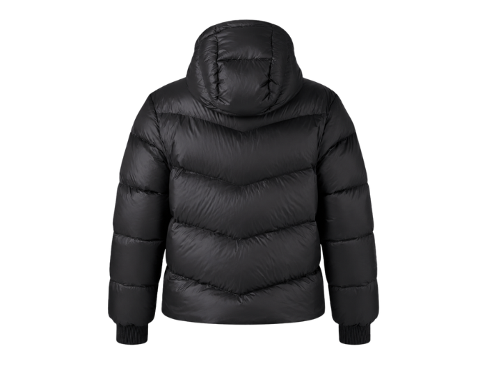 Women’s Chevron-Quilted Hooded Duck Down Puffer Jacket – Black | B2B Low MOQ