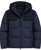 Hooded Chest-Pocket Goose Down Puffer Jacket – Dark Navy Blue | B2B Low MOQ