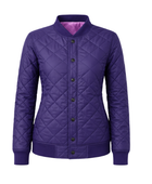 Diamond-Quilted Snap-Button Goose Down Jacket – Purple | B2B Low MOQ