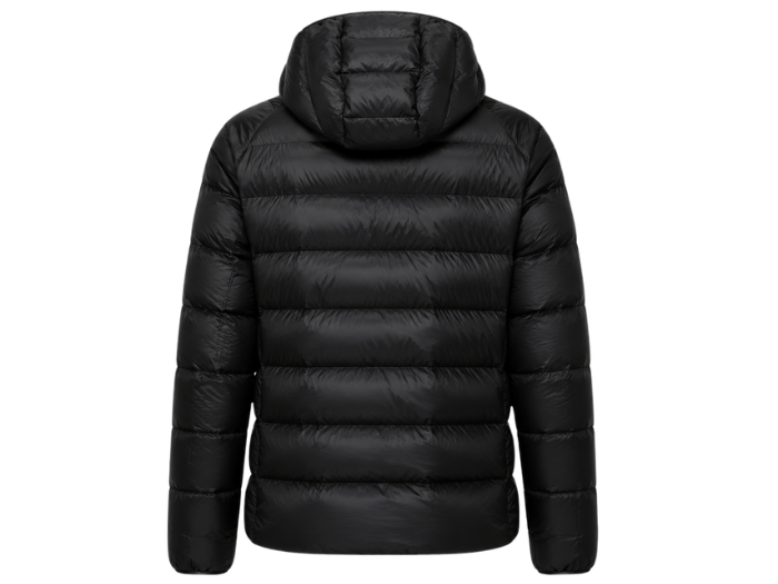 Chevron-Front Hooded Goose Down Puffer Jacket – Black | B2B Low MOQ