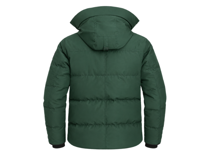 Hooded Snap-Front Goose Down Puffer Jacket – Forest Green | B2B Low MOQ