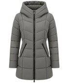 Women’s Grey Hooded Longline Puffer Jacket for B2B Winter
