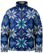 Men’s Blue Snowflake Print Puffer Jacket B2B Low MOQ Winter Manufacturer