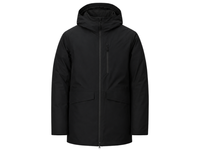 Men’s Black Hooded Parka Jacket B2B Low MOQ Outerwear Manufacturer front design preview