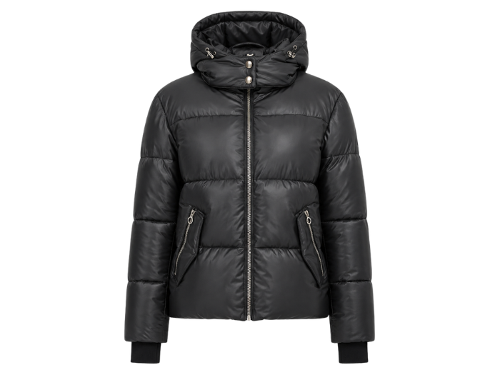 B2B Women’s Black Hooded Short Eider Down Puffer Jacket Wholesale Winter Manufacturer