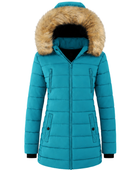 Wholesale Women’s Fur-Trim Hooded Eider Down Hybrid Puffer Jacket B2B Winter Jackets