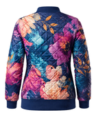 Floral-Print Sublimated Puffer Jacket – Navy, Pink and Blue Botanical Print | B2B Low MOQ