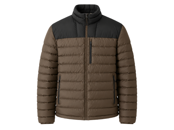 B2B Men’s Brown Black Contrast Eider Down Puffer Jacket Low MOQ Winter Manufacturer