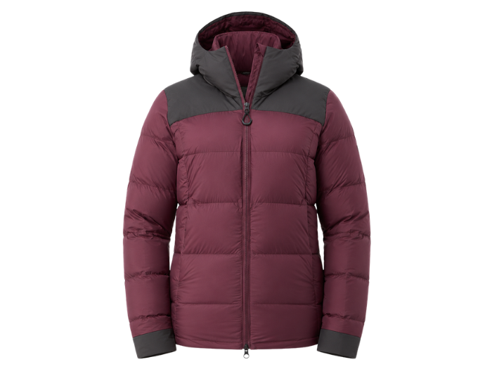 B2B Women’s Hooded Eider Down Puffer Jacket Low MOQ Burgundy