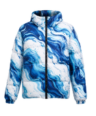 Hooded Marble-Print Sublimated Puffer Jacket – Navy, Blue, Aqua and White | B2B Low MOQ