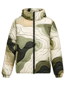 Hooded Abstract Contour-Print Sublimated Puffer Jacket – Olive, Cream, Khaki and Black | B2B Low MOQ