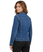 B2B Women’s Fitted Button-Front Denim Jacket Dark Blue B2B
