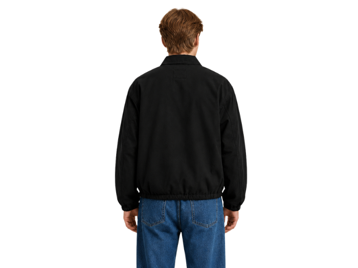 Custom Men’s Black Zip-Front Casual Denim Jacket B2B
