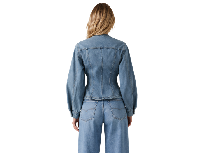 Custom Collarless Button-Front Denim Jacket B2B