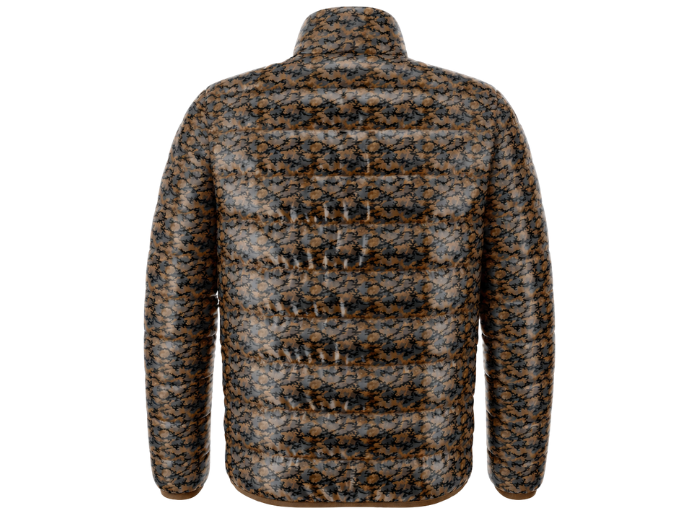 Mottled Abstract-Print Sublimated Puffer Jacket – Brown, Taupe and Black | B2B Low MOQ